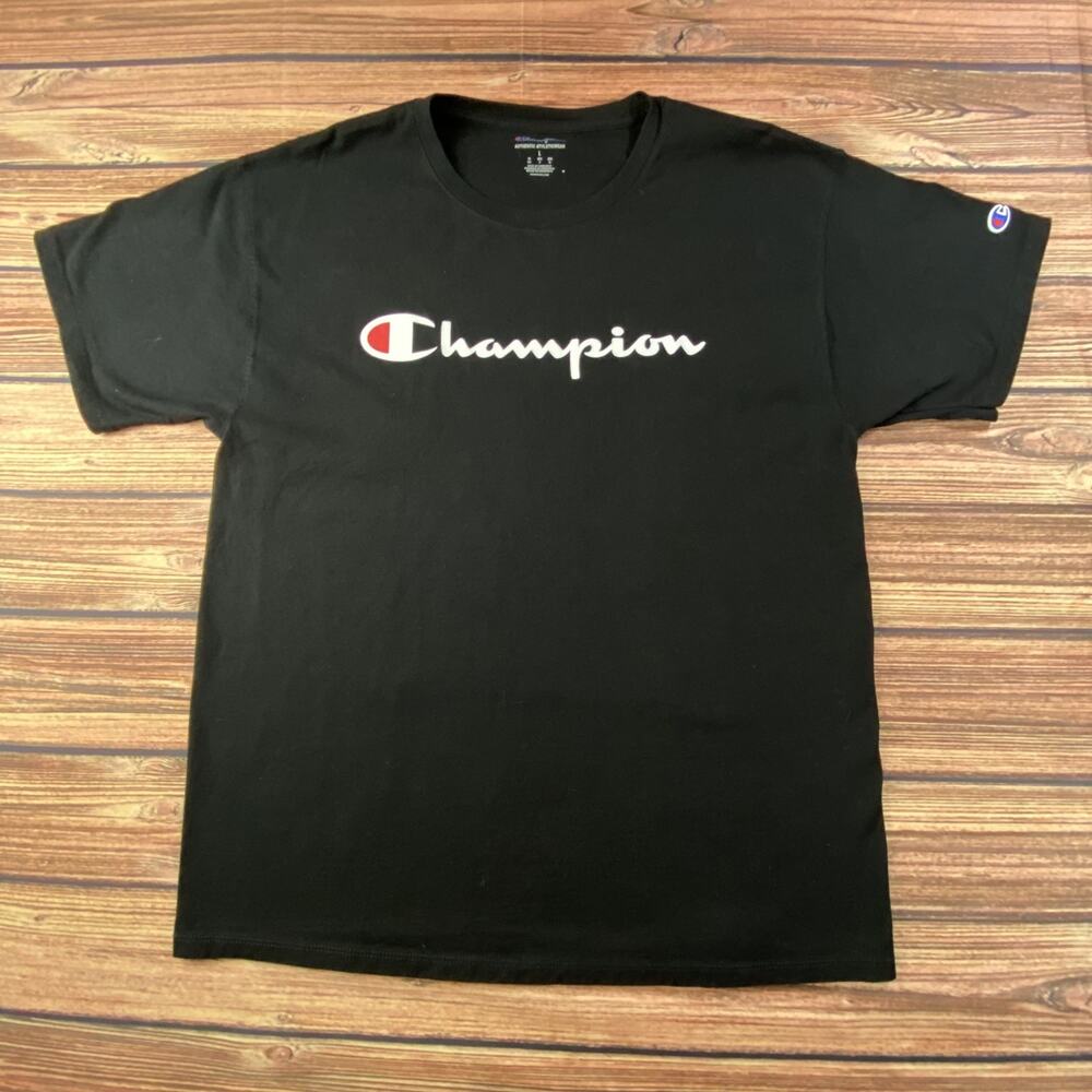 Champion Authentic Athletic Wear Black Short Sleeve T-Shirt Men's L